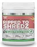 Ripped to Shredz Preworkout Drink for Hardcore Improvement | Stimulant Free Super Formula with BCAAs and Electrolytes | Builds Muscle and Promotes Recovery for Men and Women (15 Servings Fruit Punch)