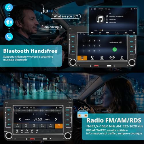 Car Radio for Golf 5 6 Passat Jetta Tiguan Touran Polo Caddy, Car Stereo with Wireless CarPlay and Android Car, 7" IPS Touch Screen, Bluetooth, FM Radio, AM RDS Radio, Mirror Link and Canbus