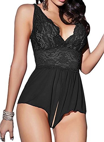 Arisingdeals Women Sexy Lingerie Open Crotch Teddy Babydoll Lace Miniskirt