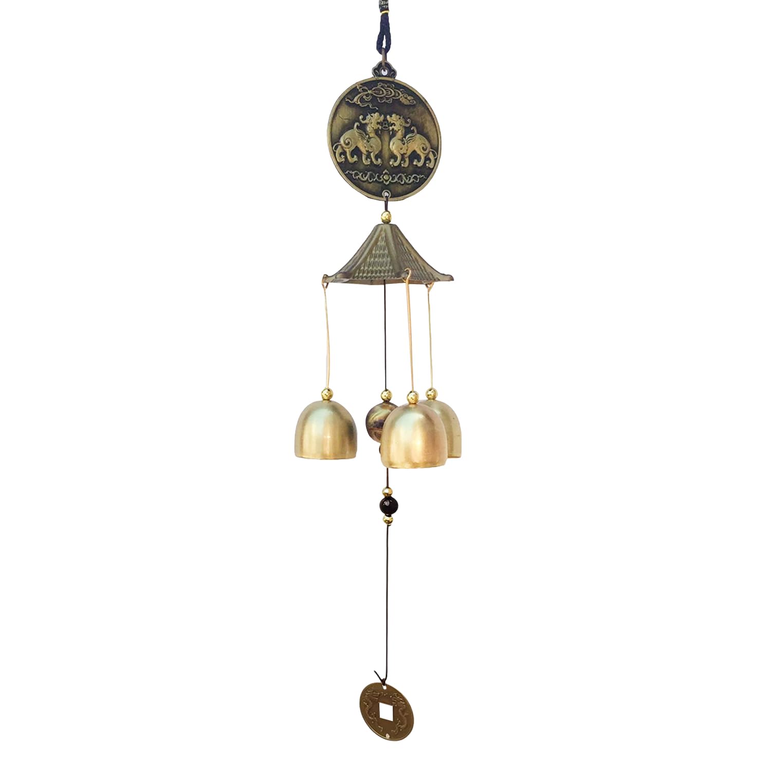 Tissting Wind Chimes, Vintage Metal Wind Chime Bells, Chinese Feng Shui Lucky Bell Hanging Ornament for Lucky Home Garden Patio Yard Hanging Decor Gift(Warding off Evil Spirits Brave)