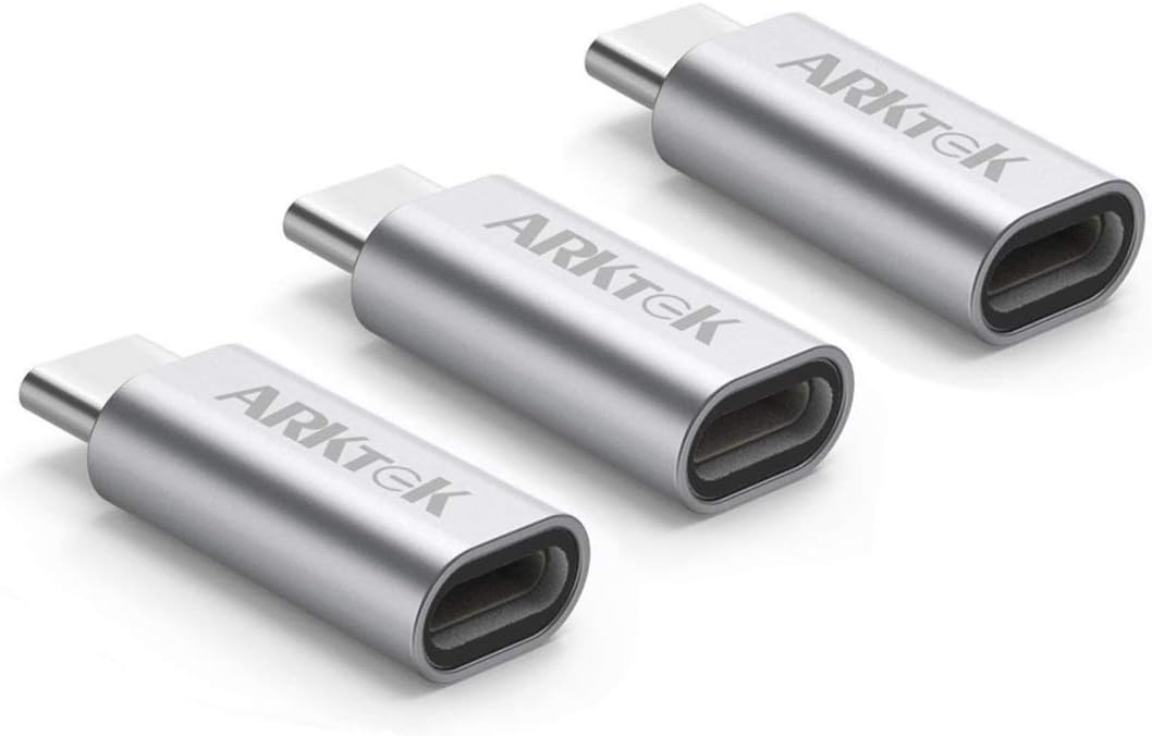 ARKTEK USB-C Adapter i OS Lighting Cable (Female) to USB Type C (Male) - Charging Adapter for Galaxy S10 Note 10 Pixel 3 and More (Sivler)