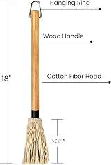 GEEKHOM 18" Grill Basting Mop Brush Long Wood Handle BBQ Sauce Mop w/ view 2