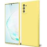 oakxco Designed for Samsung Galaxy Note 10 Phone Case Liquid Silicone Grip, Cute Thin Slim Soft Rubber TPU Plain Smooth Gel Cover for Women Girl Aesthetic, Matte Solid Protective & Shockproof, Yellow