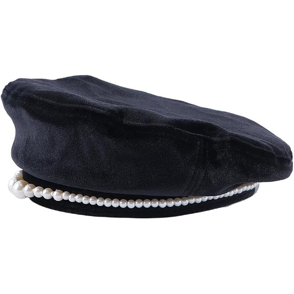 6534 Winter Beret Hat For Women, Black Warm Velvet Beret Cap With Pearl Decor, Black Velvet Beret | Hot Topic main image 4