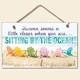 Sitting By Ocean Beach Chair Sign Colorful Tropical Plaque Coastal Wall Decor