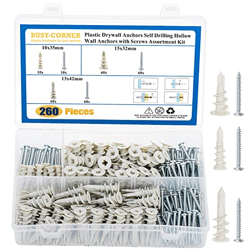 Drywall Anchors Self Drilling Hollow Wall Anchors with Screws, No Pre Drill Hole Preparation