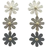 Todu Boho Earrings Raffia Flowers Floral Rattan Daisy Dangle Drop Earrings for Women Summer Beach Holiday Bohemian Jewelry