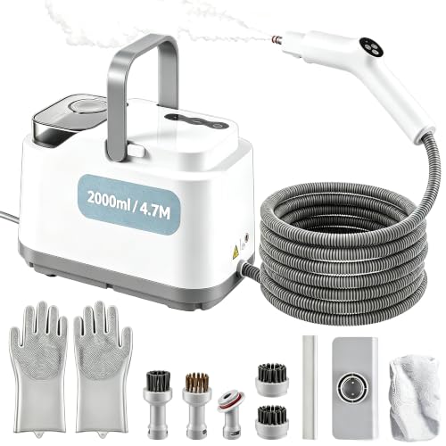 Portable Steam Cleaner 1500W 4 Bar High Pressure Steam Cleaner, Instant Heating 10S, 2L Tank, Cable 4.7 m, Steam Cleaner Hand Steam Cleaner for Kitchen, Car, Floor