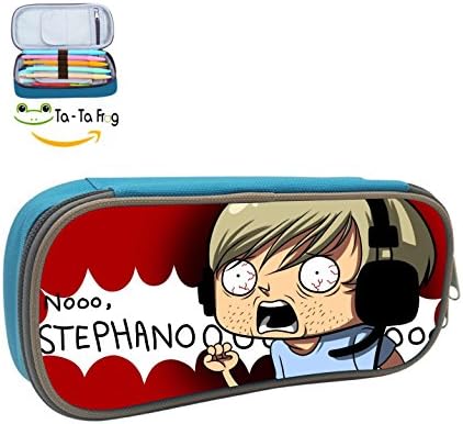 PewDiePie Pencil Case Pen Bag Durable Students Various Stationery With Double Zipper blue