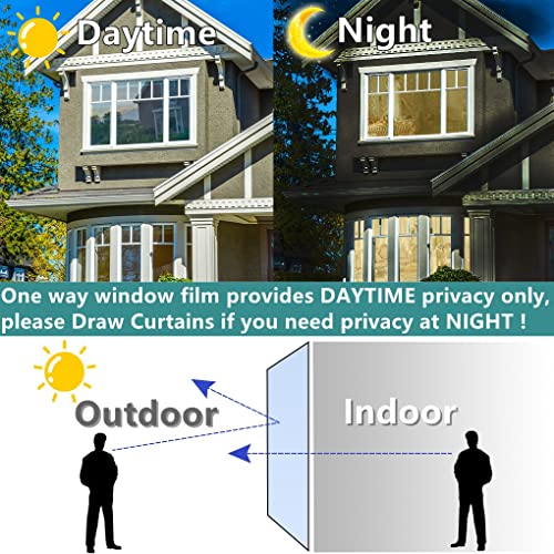 Arthome Heat Blocking Window Film Anti-UV 35.4x393 Inch, Heat Control Window Stick Tint Reflective No Glue Static Cling Adhesive DIY One Way Film for Home and Office Sun Glare Reduction with Tool