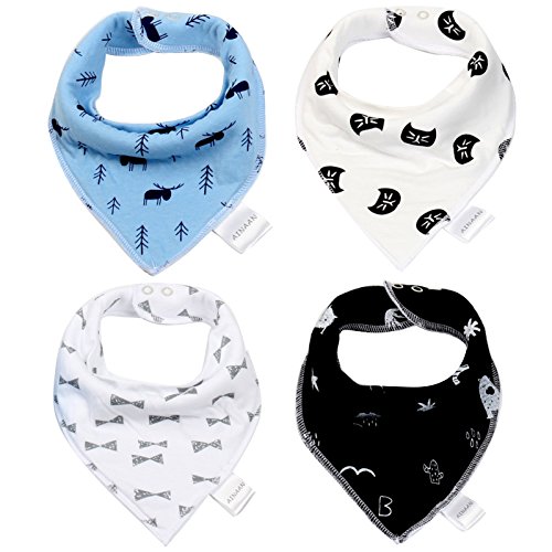 AINAAN Super Soft Baby Bandana Drool Bibs for Drooling and Teething - 4 Pack Baby Bibs for Boys, Girls, Unisex