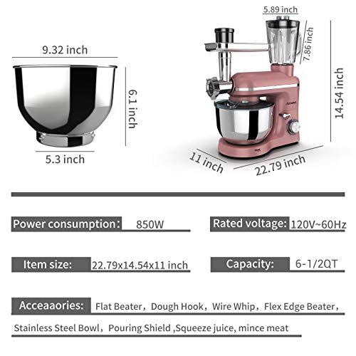 Nurxiovo Pro 3 in 1 Stand mixer Electric 850W Kitchen Food Mixer with 6
