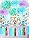 Mermaid Party Decorations Wonderland Frozen Party Decorations/Under the Sea Theme Purple Blue Mint Baby Shower Decorations Tissue Pom Poms First Birthday Decorations Purple Mermaid Party