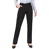 Womens Black Dress Pants Work Business Pants Tummy Control Office Straight Leg Professional Petite 29" Inseam Trousers High Waisted Ladies Slacks