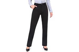 Bamans Dress Pants Women Work Business Pants Tummy Control Office Straight Leg Trousers High Waisted Ladies Slacks
