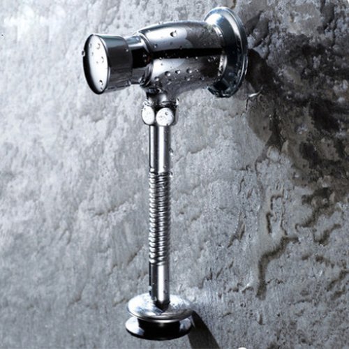 Brass Exposed Urinal Flush Valve - Button Type Manual Time-extended Shut-off Valve , Polished Chrome
