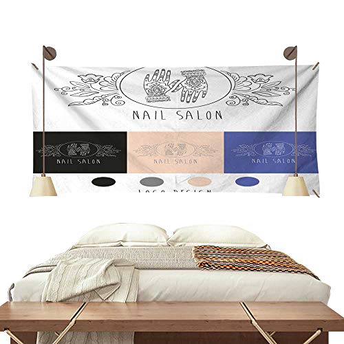 BlountDecor Dormitory Tapestry Logo Nail and Manicure Salon 91W x 60L Inch