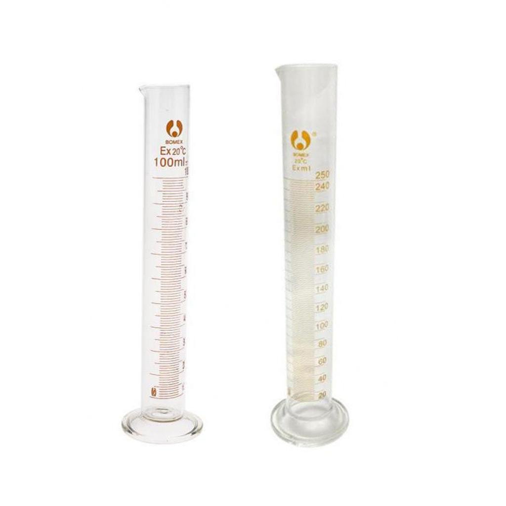 2pcs Glass Measuring Graduated Cylinder Beaker Conical Flask Laboratory Amazon.co.uk Business