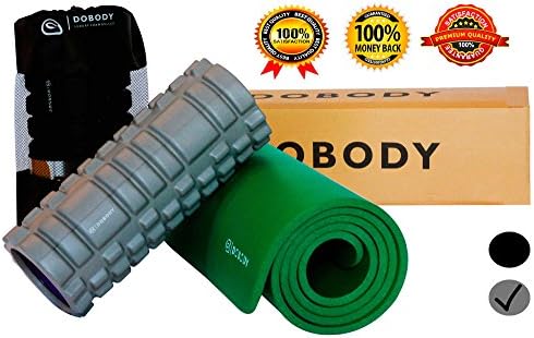 Foam Roller For Muscles By DOBODY- FREE BONUS: Yoga Mat, Bag &amp; Exercise E-Book-Trigger Point Foam Roller for Physical Therapy and Deep Tissue Massage-Textured &amp; Grid for Myofascial Release (Grey)
