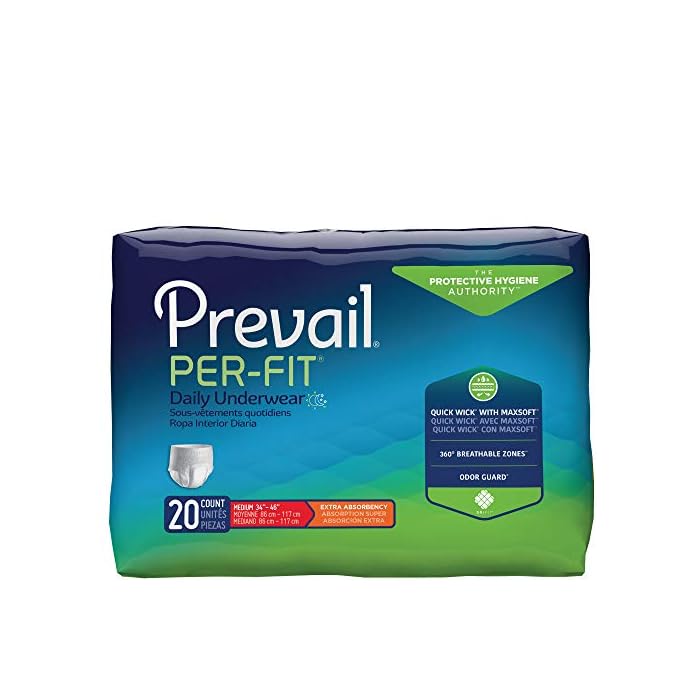 Prevail Per-Fit Incontinence Protective Underwear, Extra Absorbency (Medium (80 Count)) White