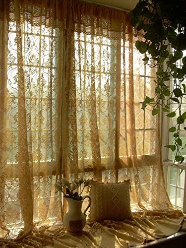 Amazon Com Yolley Store 1 Pc Elegant French Jacquard Crochet Lace Curtain Panel Drape 59 Inch Wide By 100 Inch Long W78 X L100 Inch Home Kitchen