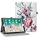 VORI Case for New iPad 9.7 Inch 2018 2017 / iPad Air 2 / iPad Air,Premium Leather Business Multi-Angle Viewing Folio Stand Cover with Card Slots, Auto Wake/Sleep-Peony
