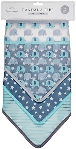 Little Beginnings 3 Pack Peva Bandana bibs, Elephant Print