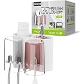 MCOCO Toothbrush Holders for Bathrooms Wall Mounted Toothbrush Holder with 2 Large Storage Slot Tooth Brush Holder 2-Cup