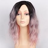 Colorful Bird Ombre Curly Wigs Synthetic Wavy Bob wigs 14 inches Medium Length Curly Wig