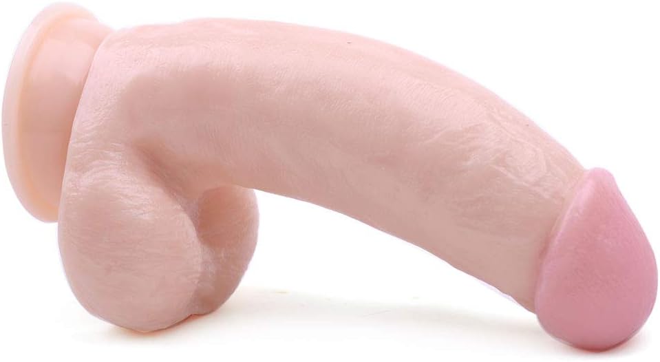 BeHorny Realistic Curve Penis Dildo with Balls and Suction Cup Base, Flesh - Image 3
