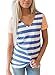 Sidefeel Women Casual V Neck Short Sleeve Striped T Shirt Tops