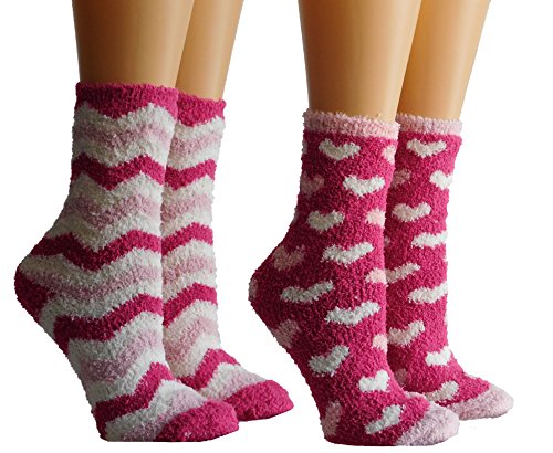 Fuzzy Socks for Women - Plushy, Soft, and Warm Crew Socks - 2 pairs (Combo 3)
