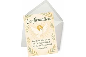 PICTURE THIS PRINTS Romans 8:14 Bible Verse for Confirmation Card, Christian Confirmation Blessing with Dove and Cross, Catho