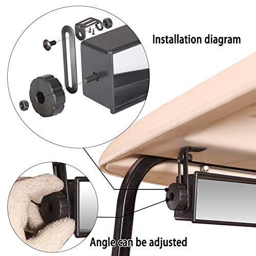 10L0L Golf Cart 5 Panel Mirror, Universal Golf Cart Mirrors Panoramic