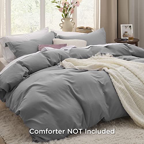 Bedsure Twin/Twin XL Duvet Cover Dorm Bedding Soft Prewashed Grey