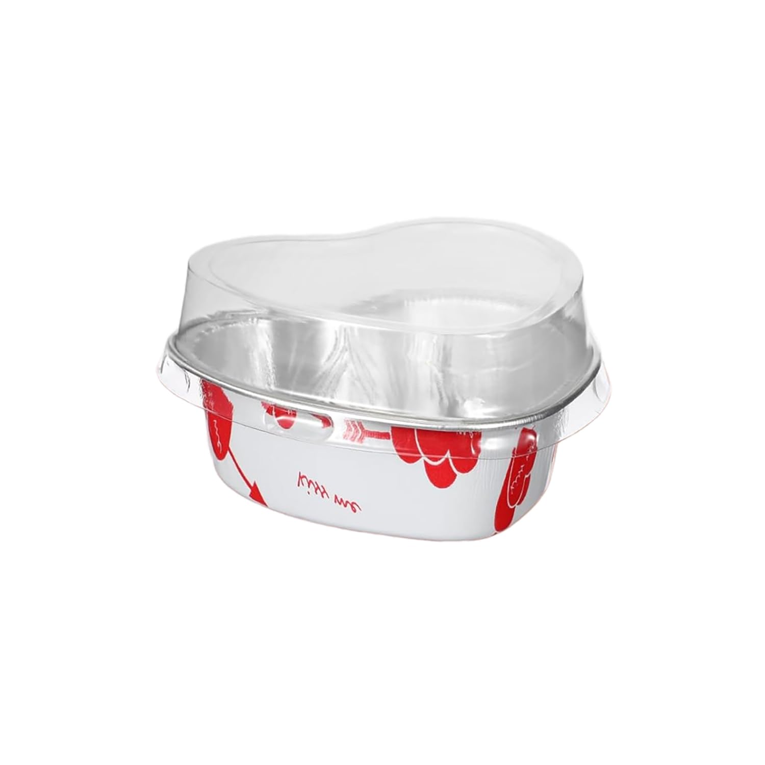 KitchenDance Disposable Colored Aluminum Mini Heart Shaped Cake Pans w/Lid - Heart Shaped Foil Pans for Valentine's Day, Mother's Day - Ideal Use For Crème Brulee, Flan, Custard - Pack of 100-3055P