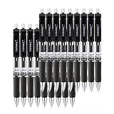 Tanmit Gel Pens Retractable Black Ink Rollerball Pens, Fine Point Ballpoint Writing Pen for Office - 0.5mm Tips with Comfort Grip (18-Pack)