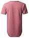 URBANCREWS Mens Hipster Hip Hop Heavy French Terry Longline T-shirt BURGUNDY, M