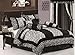 Chezmoi Collection 8-Piece Black and White Micro Fur Zebra with Giraffe Design Comforter 86-Inch by 88-Inch Bed-in-a-Bag Set, Full or Double Size Bedding