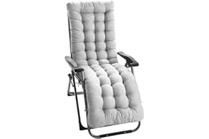 MOONASE Patio Chaise Lounger Cushion, Indoor/Outdoor Cushions Rocking Chair Sofa Cushion with 6 Ties,Thick Padded Swing Bench Cushion，61Inch (Gray)