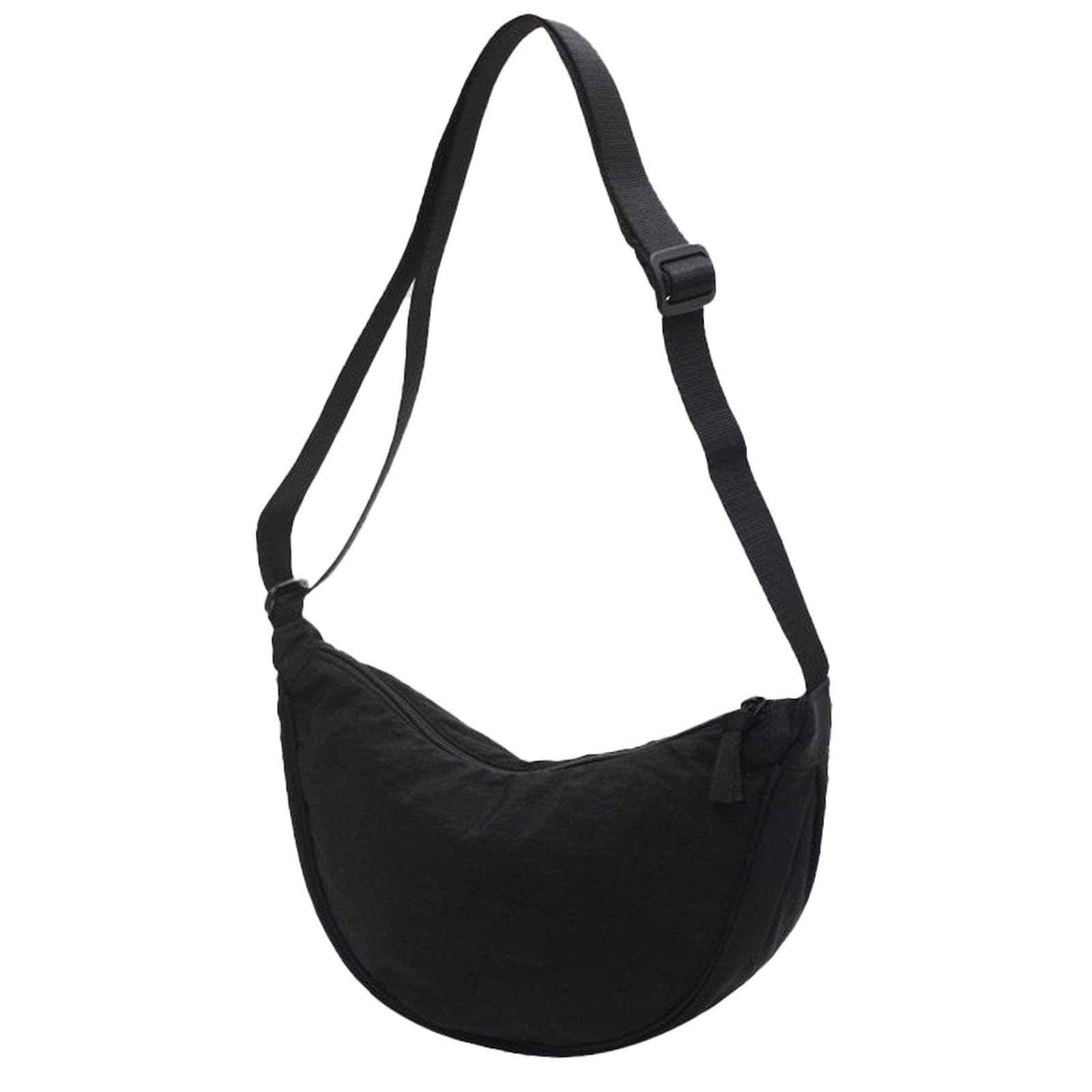 Photo 1 of Crossbody Nylon Crescent Bag for Women - Lightweight Small Hobo With 2 Pack Inner Dumpling Bags, Casual Handbag, Adjustable Strap - Black