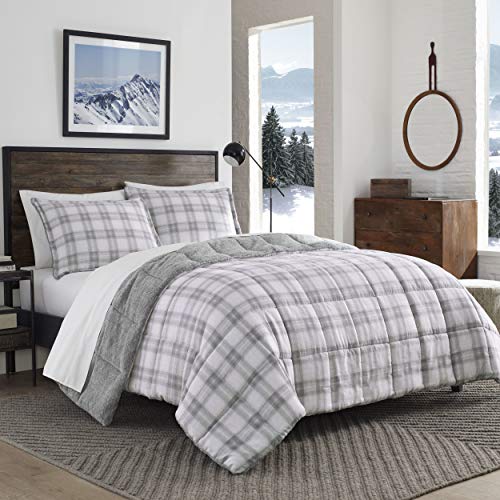 Eddie Bauer Sherwood Sherpa Comforter Set, King, Grey Plaid Pricepulse