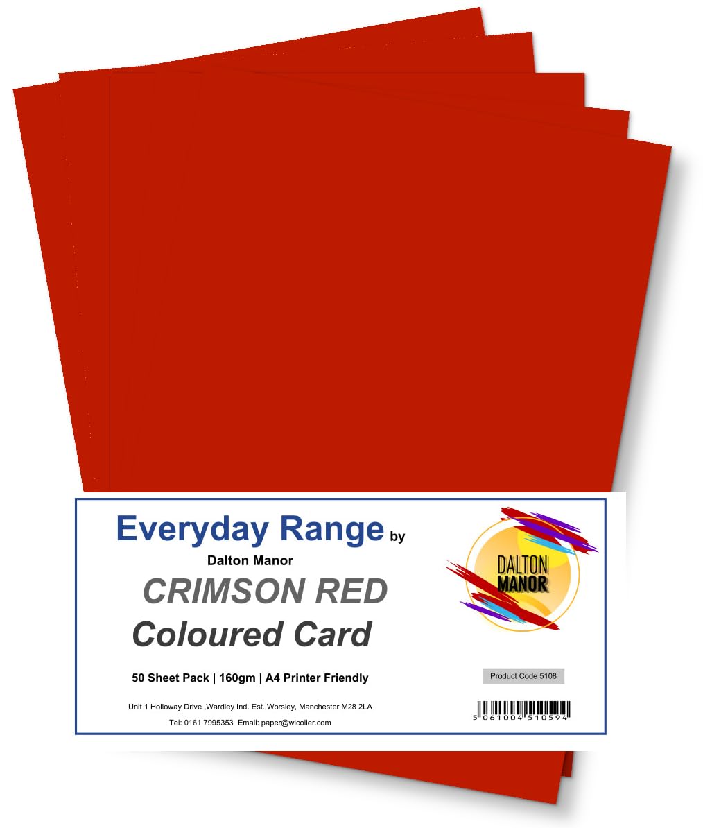 Dalton Manor Card Crimson Red A4 160gsm Pack 50