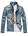 DSDZ Mens Classic Ripped Motorcycle Denim Jacket With Hole (M (asian 2XL), Blue)