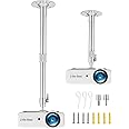 2-Be-Best Upgraded Projector Mount,14-24in / 37-62cm Projector Ceiling Mount Extendable Ceiling Projectors Mounts Adjustable Angle 360° Rotation Drop Ceiling Projectors Mounts Silver