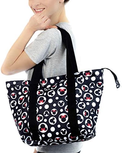 Disney Tote Mickey & Minnie Mouse Icon Polka Dot Print Travel Bag Black 2 Disney Tote Mickey & Minnie Mouse Icon Polka Dot Print Travel Bag Black