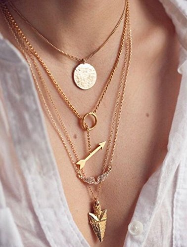 Fxmimior multilayer necklace gold circle arrow pendant …