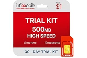 $1/Month | Infimobile Prepaid Plan: 30 Day Plan | 500MB High-Speed Data | 100 Min Talk + 100 Text | Prepaid Plan Service SIM Card | Nationwide Coverage | 4G, 5G Verizon Network