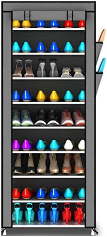 Sundry Mall 10-Tier Portable Shoe Rack with Fabric Cover 27-Pair Space Silver Grey (English instruction in the fourth picture)