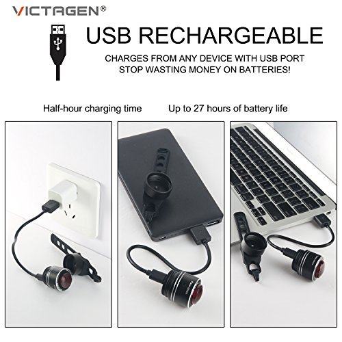 Victagen Smart USB Rechargeable Bike Tail Light, Helmet Light, Auto on-Off According to Brightness Movement, IPX6 Waterproof LED Bicycle Taillight Cycling Safety, Rear Bike Light - Thumbnail 4